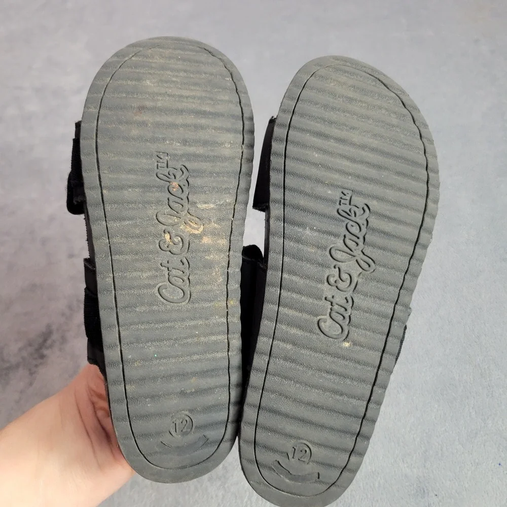 Cat &‎ Jack Kids Black Strappy Utility Sandals Hook Loop Size 12 Boys Girls